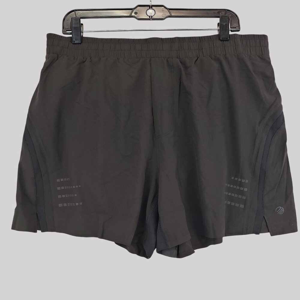 MPG Black Athletic Running Shorts Elastic Waist Zippered Back Pocket & Mesh Pane